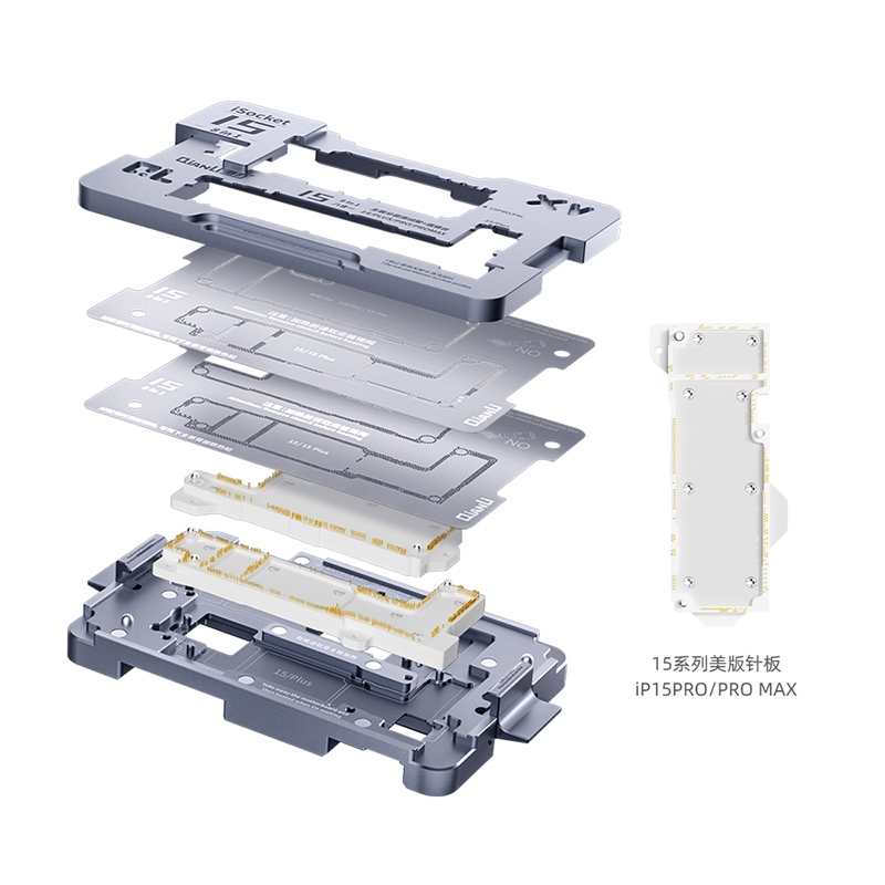 QIANLI iSocket 8 in 1 Precision Motherboard Separation Fixture for iPhone 15/15 Plus/15 Pro/15 Pro Max SIM Card Version