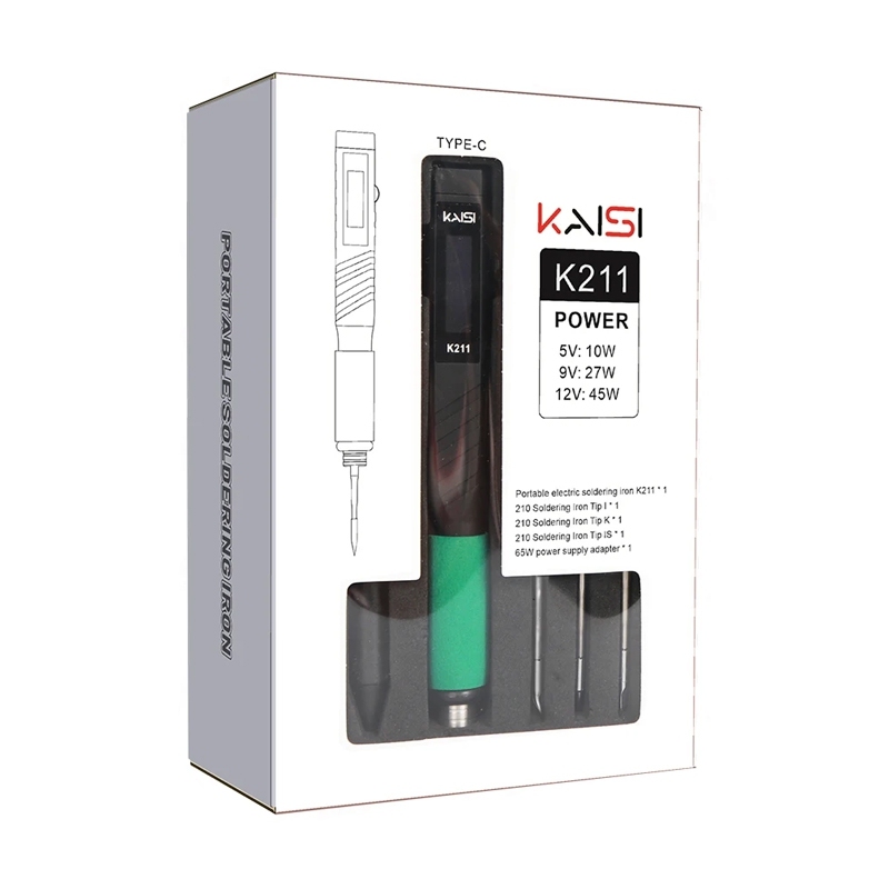 Kaisi K211 USB Portable Electric Soldering Iron with C210-I/C210-K/C210-IS Iron Tip 220V EU Adapter