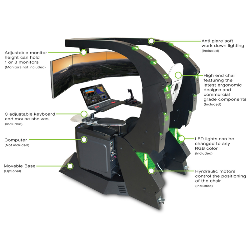 J20 Veryon PC Chair recliner Workstation Gaming cockpit since 2015 Dual roof arm option with heat and massage cushion support 3 screens