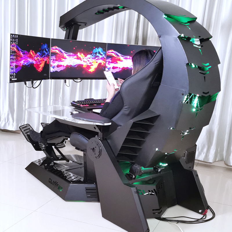 CLUVENS Unicorn Chair cockpit PU leather Racing seat zero gravity gaming chair cockpit support upto 5 monitors with extra heat and massage cushion
