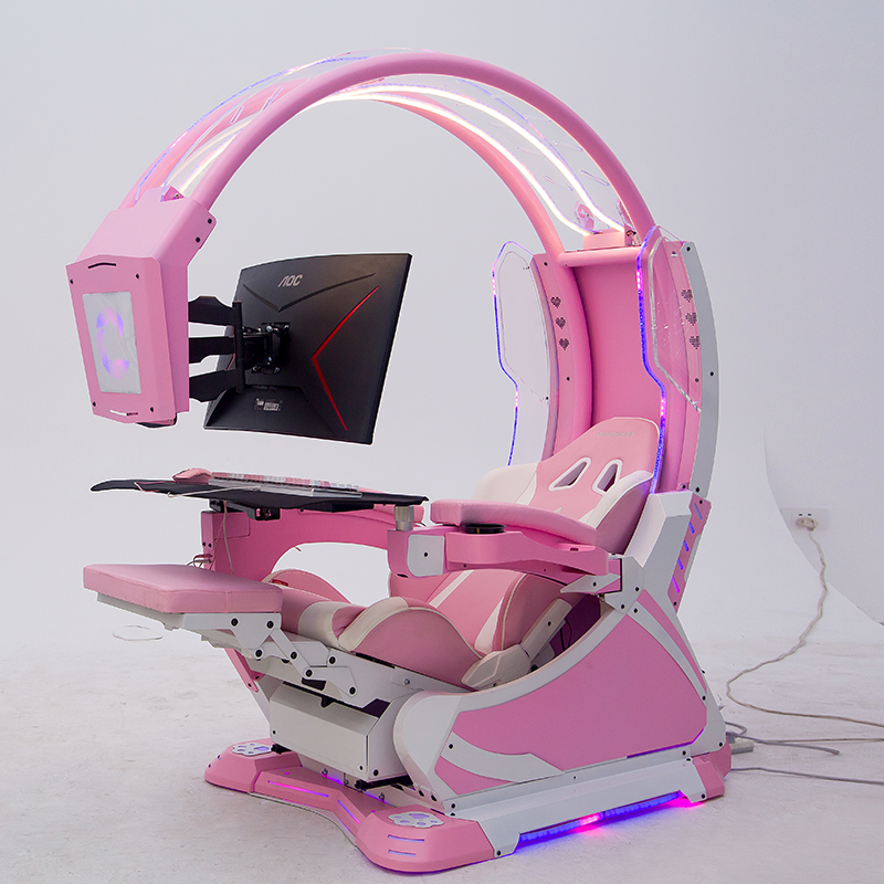 Dream Pod computer gaming workstation gaming cockpit for One/Dual monitors easy adjustable monitor distance one click zero gravity