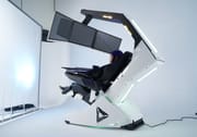 R1 Pro Computer Workstation Gaming Cockpit most luxury and functional home office Racing or Executive genuine leather massage chair with speakers and monitor distance adjustable