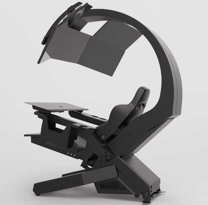 Black Friday Model 320 Computer cockpit chari workstation support upto 5 screens zero gravity one click Racing / Boss seat with massage Most affordable and easy move upstairs installation
