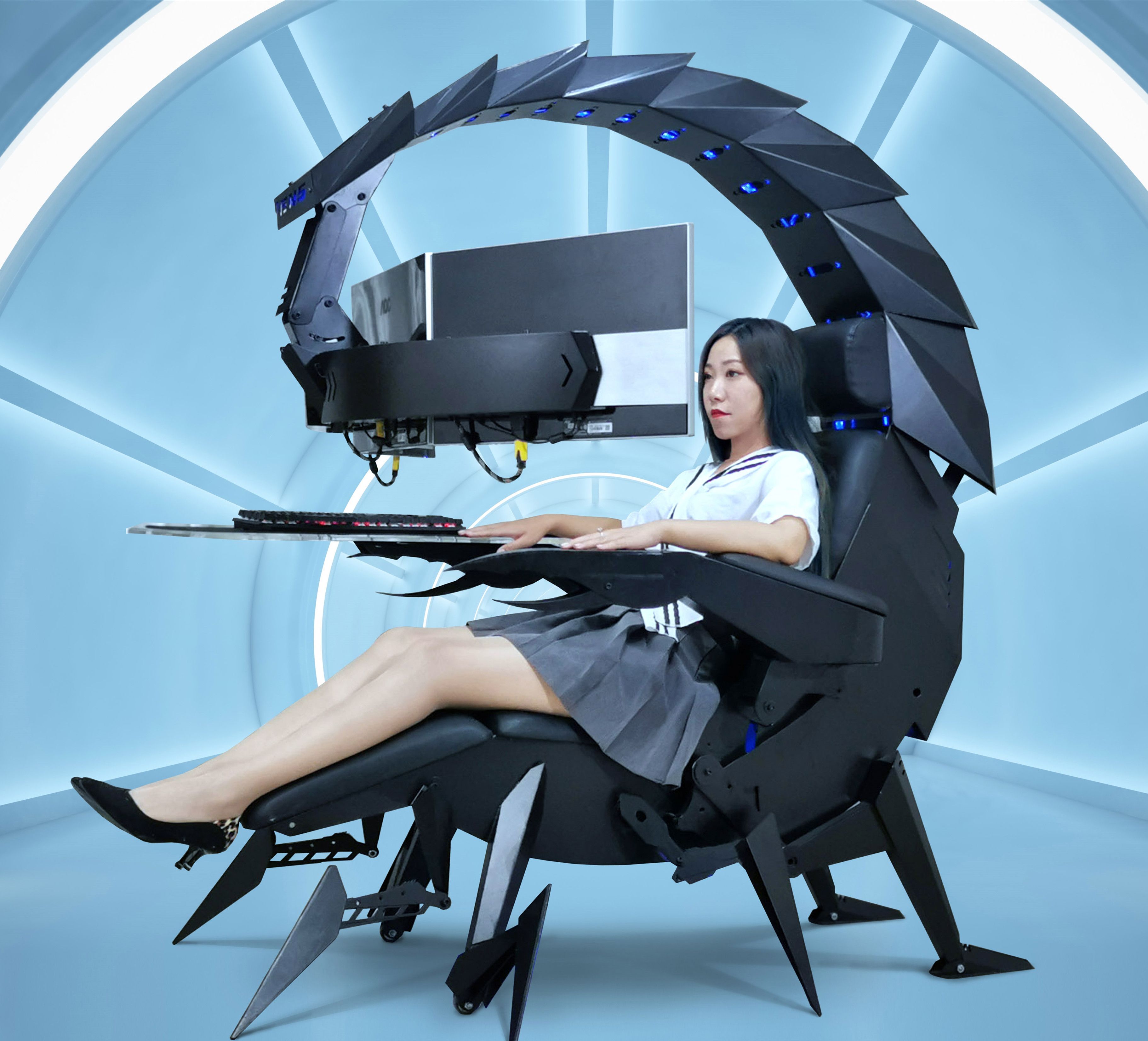 CLUVENS SK Scorpion King chair cockpit support upto 5 monitors electrical recline zero gravity super cool design