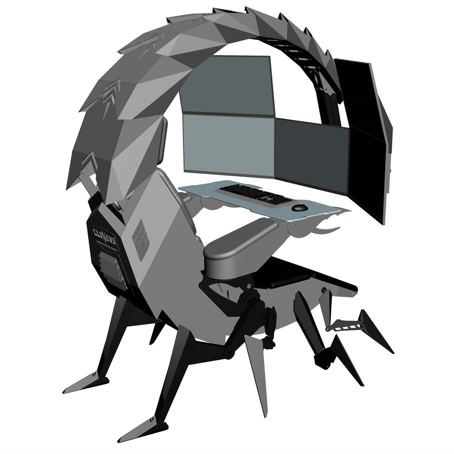 CLUVENS SK Scorpion King chair cockpit support upto 5 monitors electrical recline zero gravity super cool design