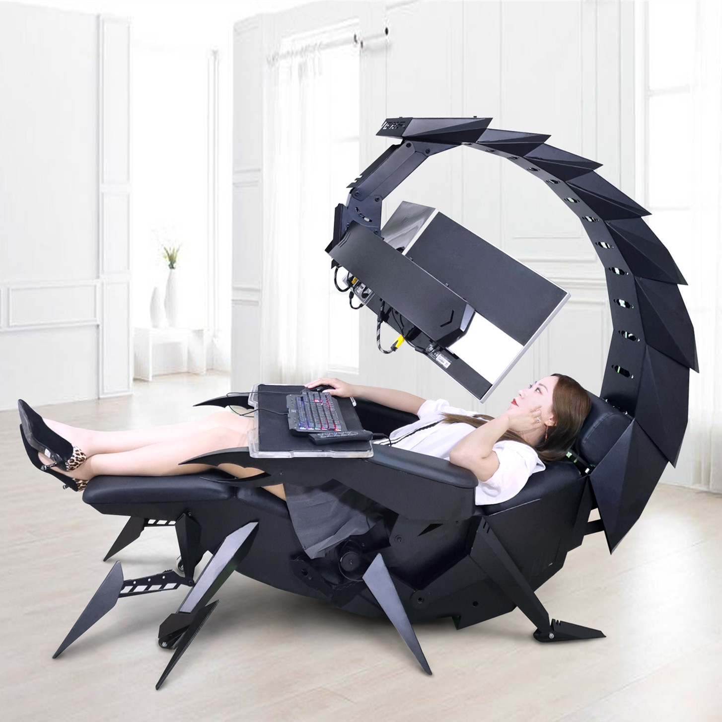 CLUVENS SK Scorpion King chair cockpit support upto 5 monitors electrical recline zero gravity super cool design