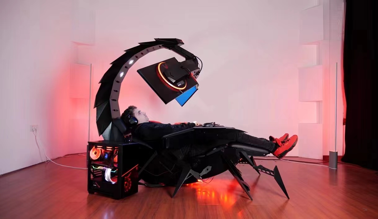 CLUVENS SK Scorpion gaming chair cockpit computer workstation support upto 5 monitors electrical recline zero gravity to flat ergonomic design super cool design
