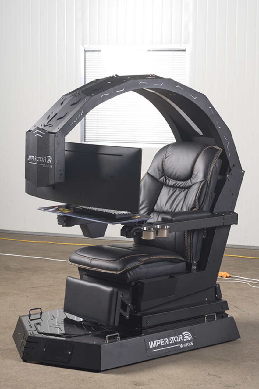 IW R1 Computer Workstation Gaming Cockpit most classical design for 3*32 monitors since 2017 genuine leather massage chair