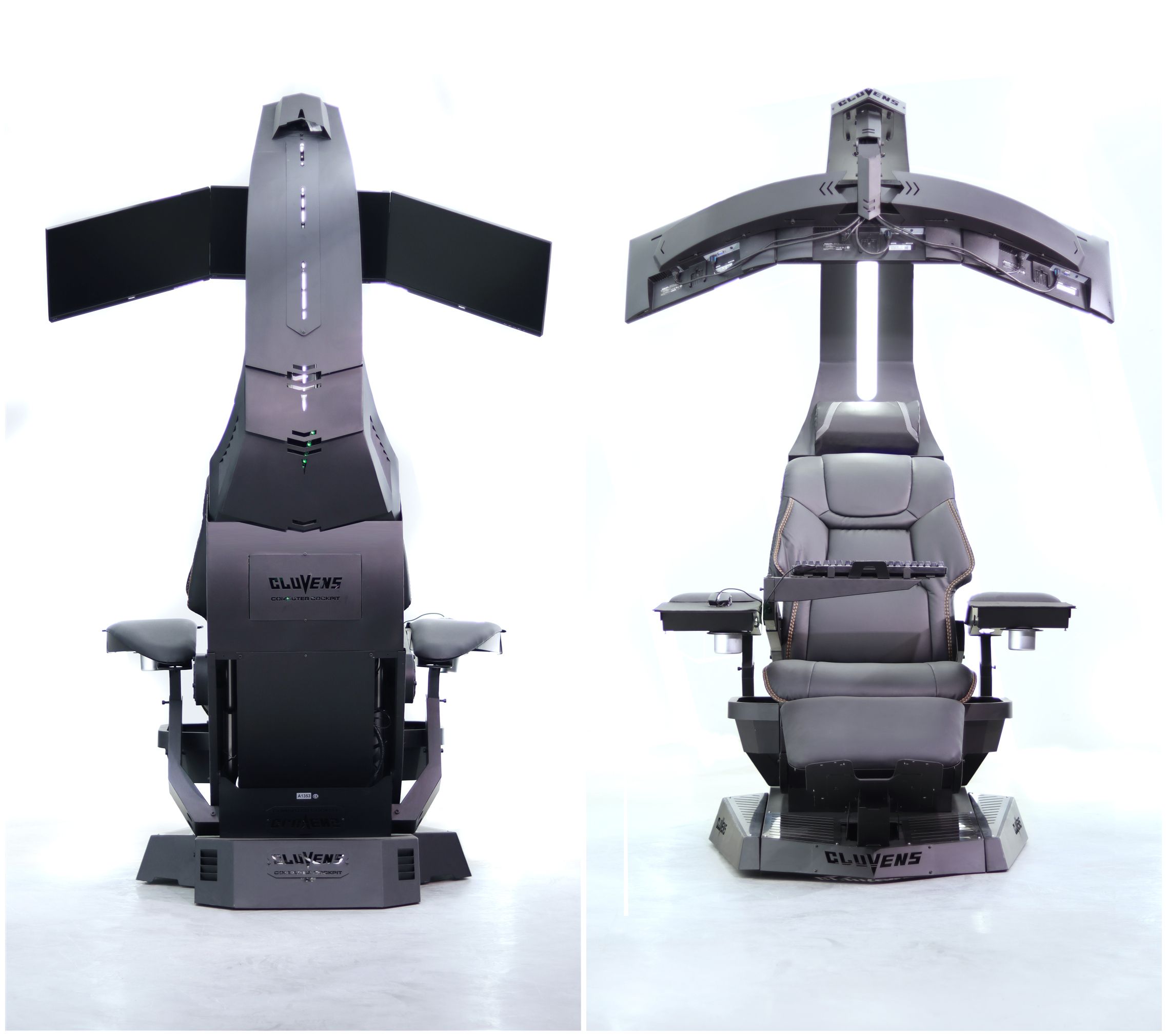 2023 Cluvens Unicorn 2.0 Manticore  - Most Comfortable Zero Gravity super big recliner angle Genuine Leather Boss Chair cockpit Gaming workstation support upto 5 screens