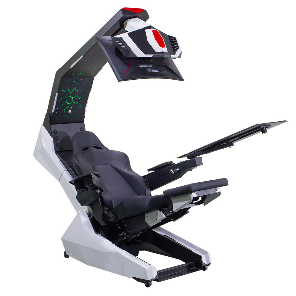 R1 Pro Computer Workstation Cockpit Starlight luxury and functional home office Racing or Executive genuine leather massage chair with speakers and monitor distance adjustable