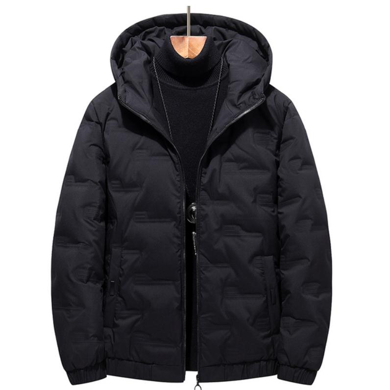 Fashion Men Winter Down Jackets Hooded Thick Warm Puffer Jacket Male Casual Zipper Outerwear Waterproof Solid Color Mens Coat