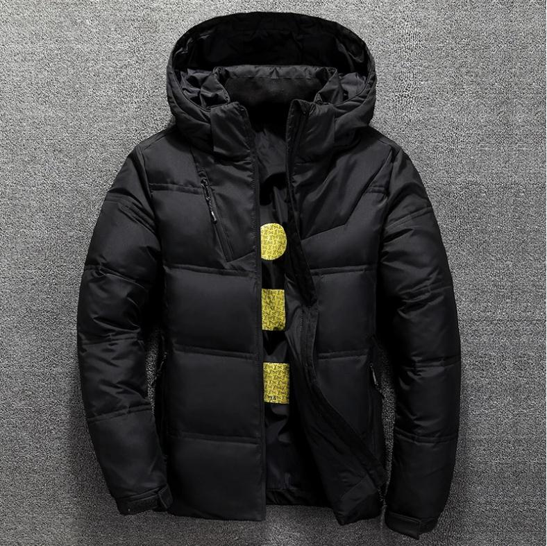 New White Duck Down Jacket Men Winter Warm Solid Color Hooded Down Coats Thick Duck Parka Mens Down Jackets Winter Outdoor Coat