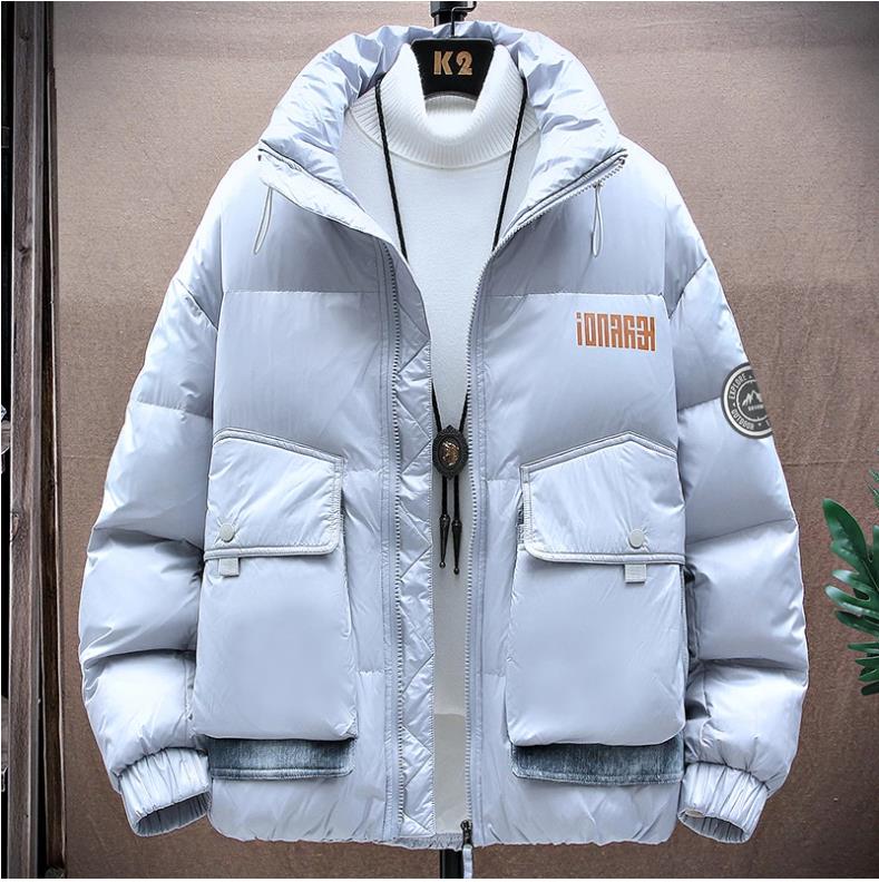 Winter Men Down Jacket Casual Thicken Warm White Duck Puffer Jackets Fashion Solid Color Men's Overcoats Stand Collar Outerwear