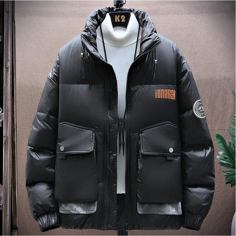 Winter Men Down Jacket Casual Thicken Warm White Duck Puffer Jackets Fashion Solid Color Men's Overcoats Stand Collar Outerwear