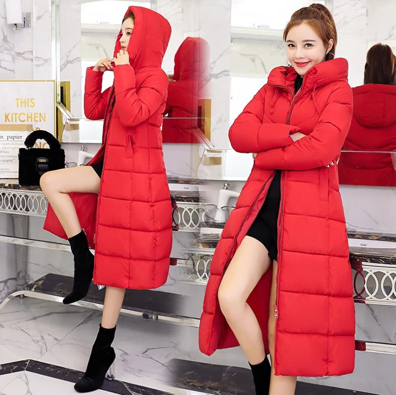 New spring winter Women Fashion Down long hoodie down Parkas Cotton Jackets Thick Female Long warm coat clothing S-6XL