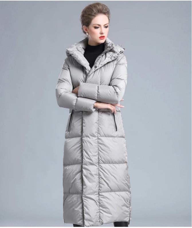 Women's winter clothing puffer zipper down coat big size 4XL black gray navy blue thick warm large size long down jacket