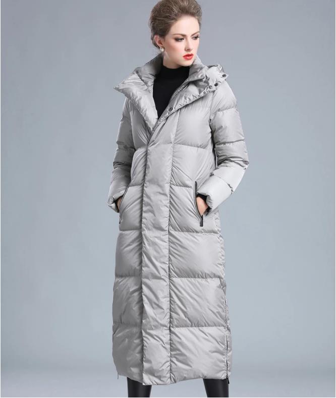 Women's winter clothing puffer zipper down coat big size 4XL black gray navy blue thick warm large size long down jacket