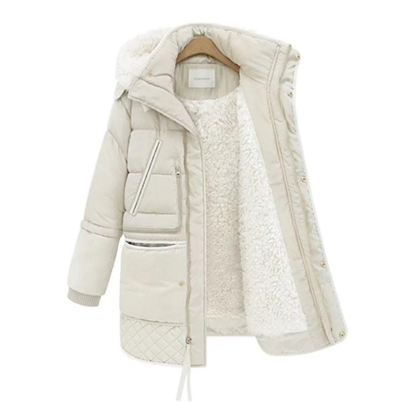thick winter jackets white duck feather lamb wool imitation women's down coat outerwear fashion parkas overcoat WHF31