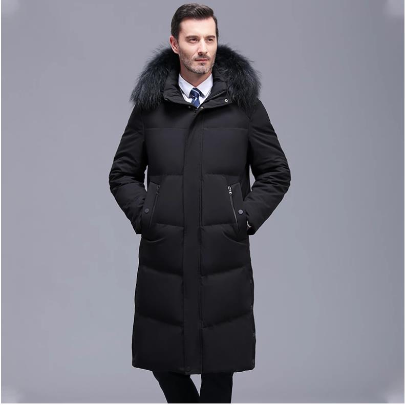 2022 New Men Thickened Down Jacket -30 Winter Warm Down Coat Jacket Men Fashion Long White Duck Hooded Down Parkas Plus Size 4XL