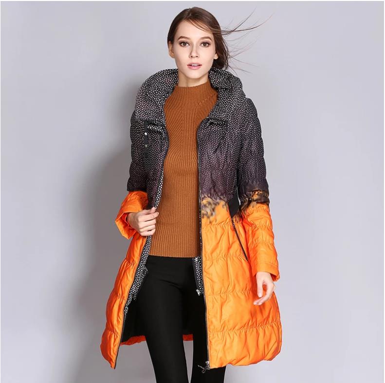 UAICESTAR Brand Fashion Long Straight Winter Down Jacket Women High Quality Casual Parkas Coat Wave Point Slim Stylish Outerwear