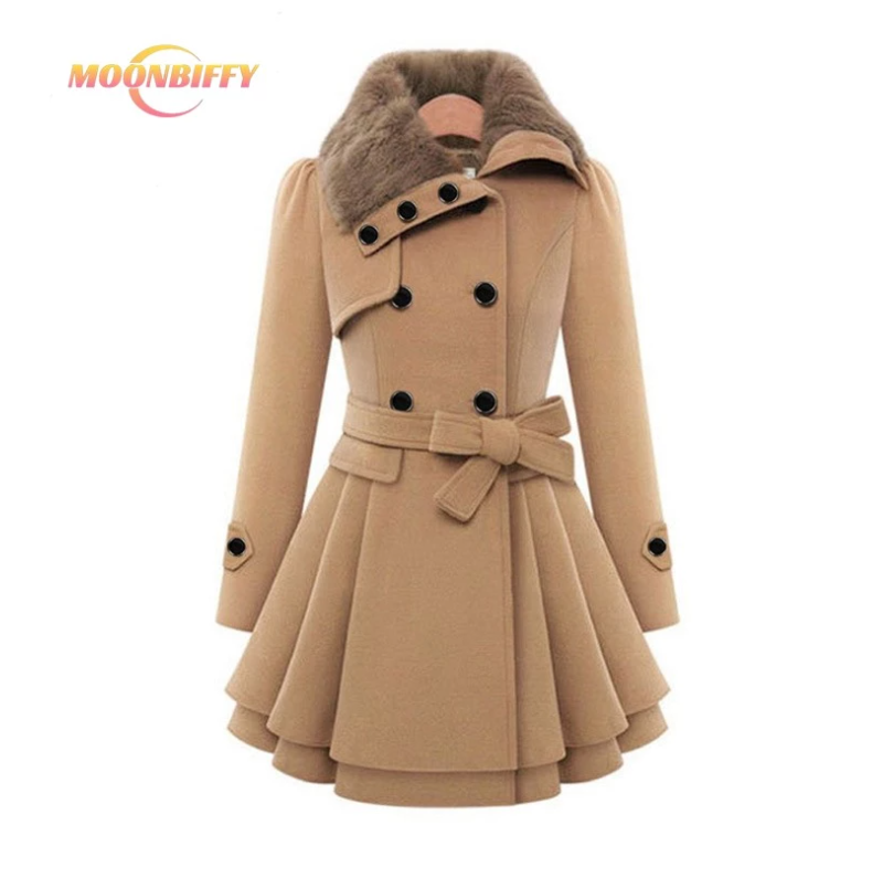 5XL Winter Jackets Women Wool Coat Women Windbreaker Warm Outwear Button Closure Asymmetrical Hem Cloak Coat Abrigos Mujer