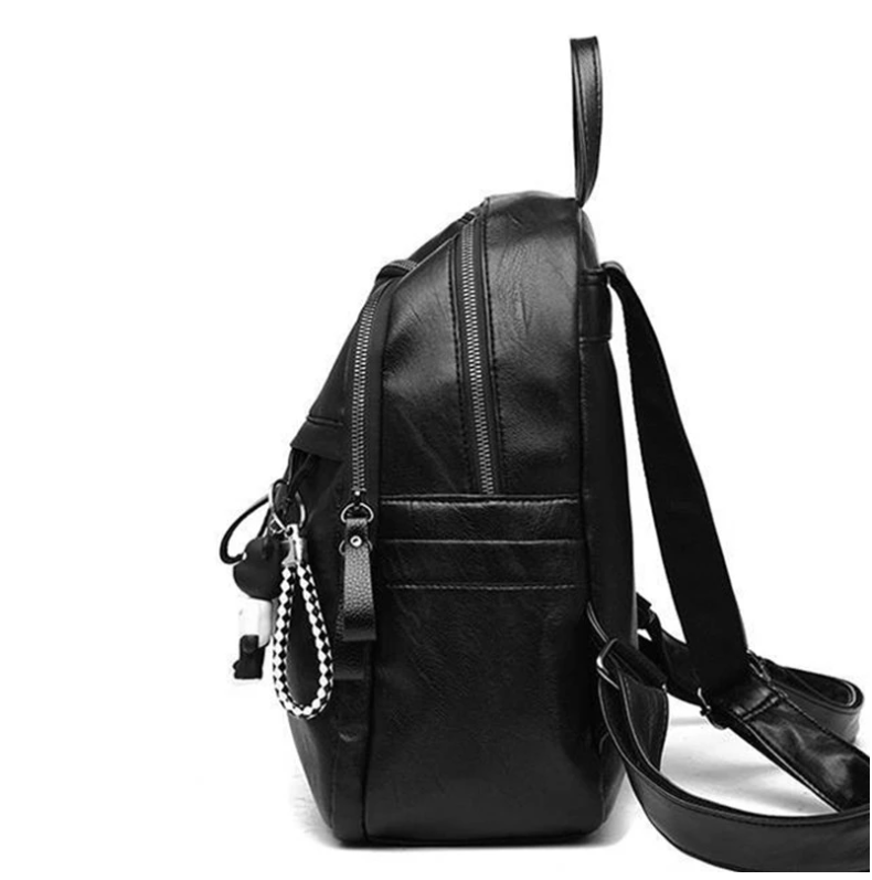 Vintage PU Leather Travel Women Shopping Backpack Student School Bags Large Capacity Schoolbags Women Travel Zipper Rucksack