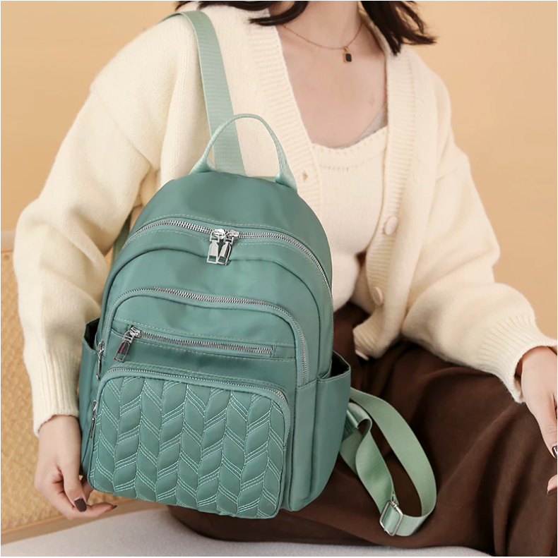 Casual Oxford Backpack Women Waterproof School Bag Quality Ladies Travel Bag Solid Color Multiple Pockets Backpack Female