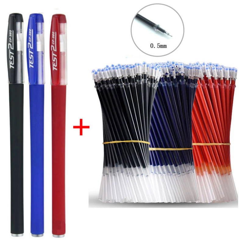 25PCS Gel pen Set Neutral Pen smooth writing&fastdry 0.5mm Black/blue/red color Replacable refill school Stationery Supplies