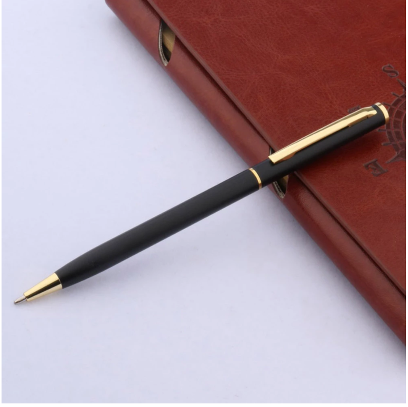 luxury quality 006 MATTE BLACK metal classical golden student Ballpoint Pen men signature INK PENS Stationery Office Supplies
