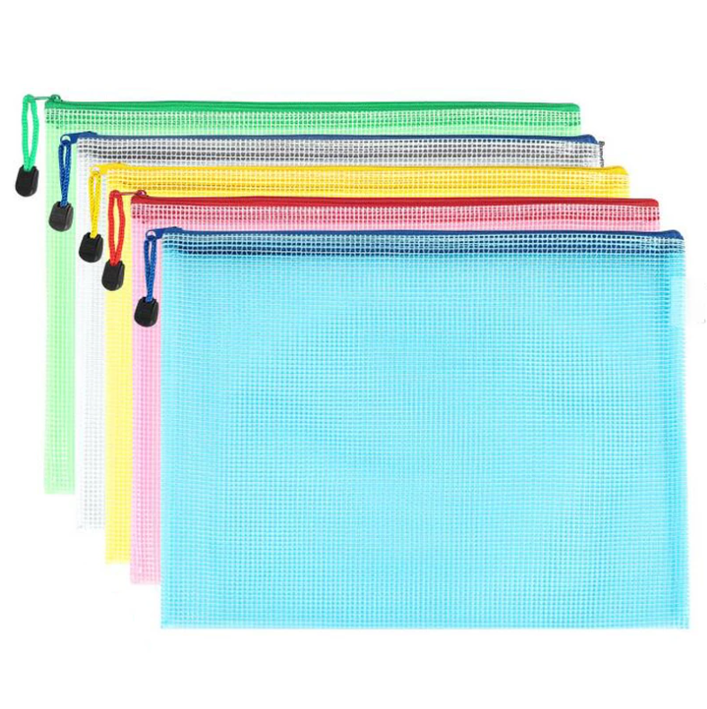 10 pcs/lot Pen bags Gridding Waterproof Zip Bag Document Pen Filing Products Pocket Folder Office & School Supplies Plastic Bag