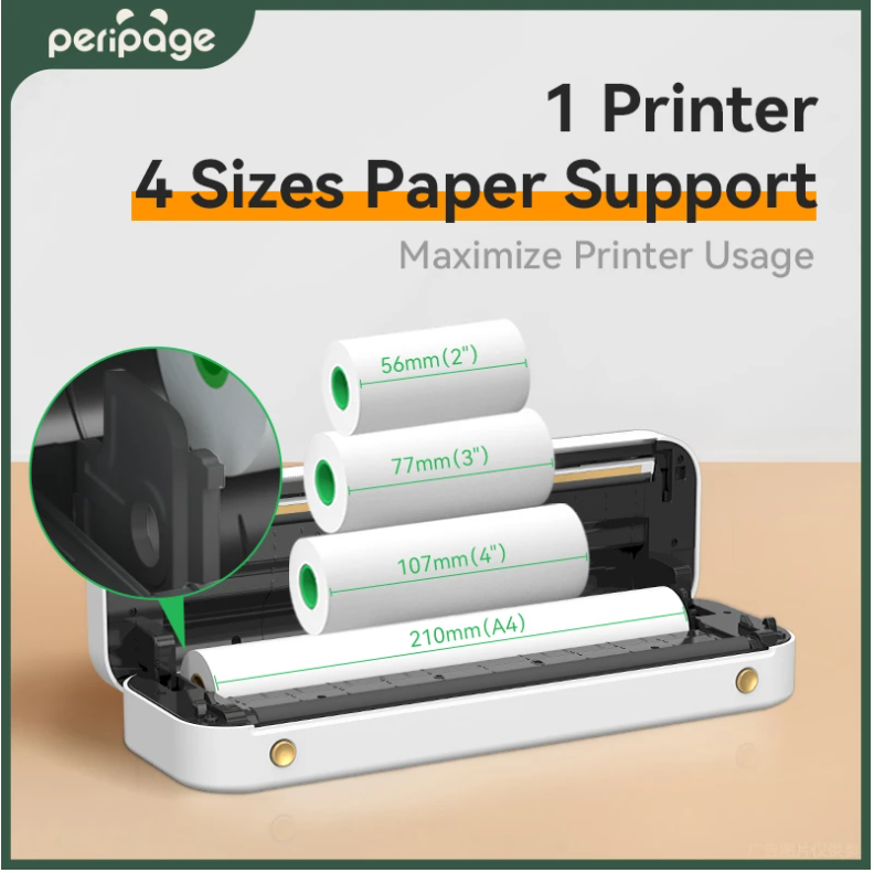 Peripage A40 Portable A4 Paper Printer Mini Inkless Thermal Printer with Wireless Bluetooth Connection for Phone Photo Document