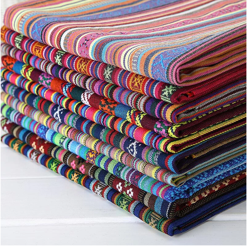 Ethnic style cotton linen fabric textile patchwork sofa cover pillow hotel bar tablecloth curtain decorative crafts materials