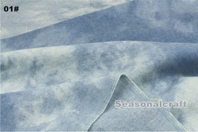 Summer Thick Denim Cotton Fabric, Washed Denim, tie-dye blue denim,diy,Sewing QT570