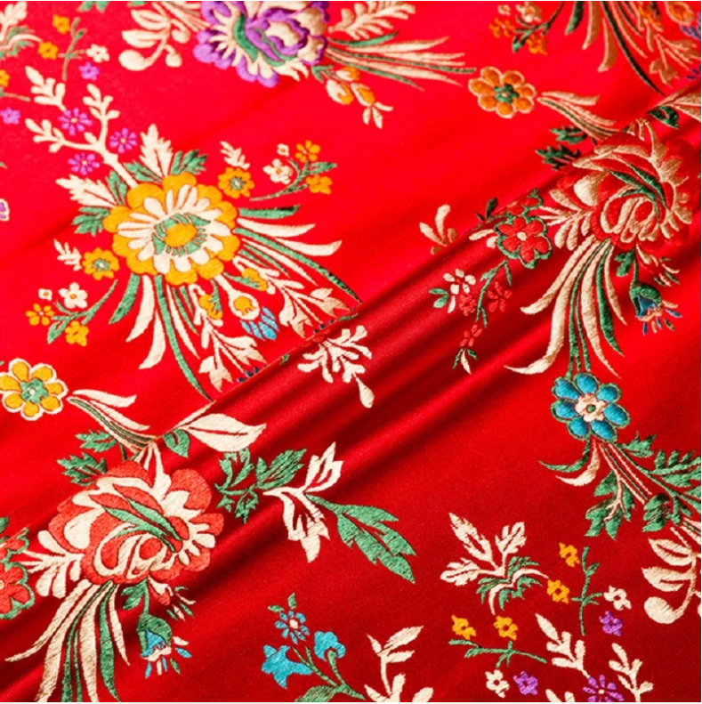 Flower fabrics brocade jacquard pattern fabric for sewing cheongsam and kimono material for DIY