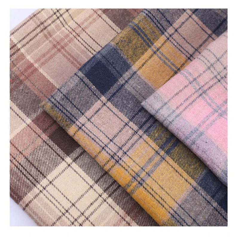 Warm Scottish Plaids Blended Cotton Fabric for Sewing Ladies Skirt, Uniformes, For Fall and Winter, Skirts, Pants, Thick, 240g/M