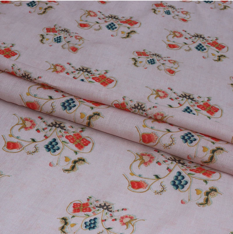 fruit flower100% Pure Ramie Cloth Printed Fabric For Dresses Robe Summer Thin linen fabric wholesale clothing