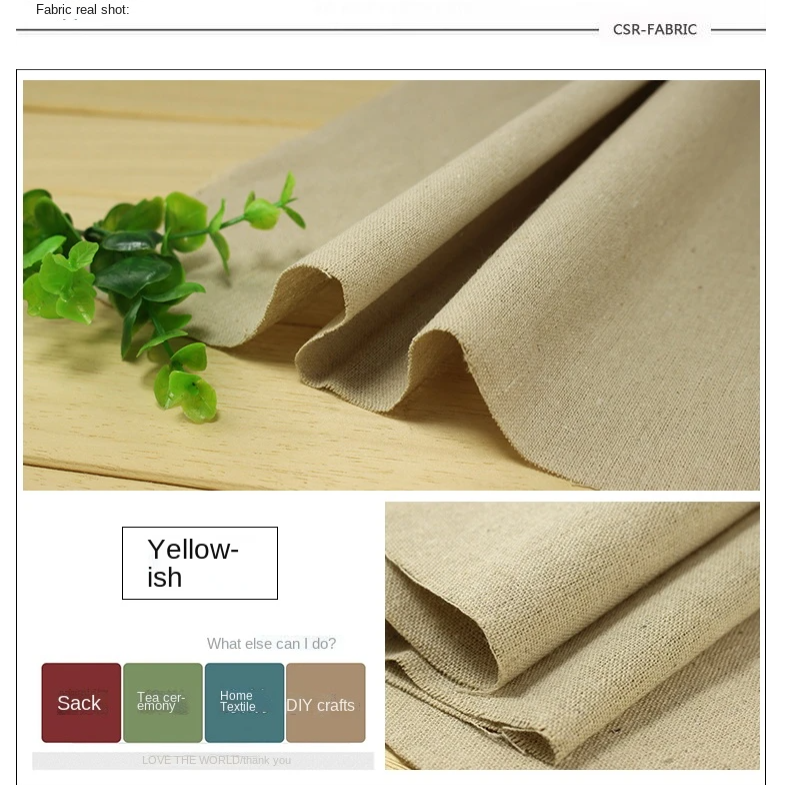 Natural Plain Linen Cloth Bag Solid Color Diablement Fort Plain Linen Fabric DIY Handcraft Patchwork Tablecloth SF11---310