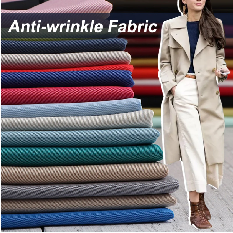 50*150cm Anti-wrinkle Fabric Solid Color Coat Superior Trench Uniform Suit Fabric Fashion Sewing Brocade Blending Polyester