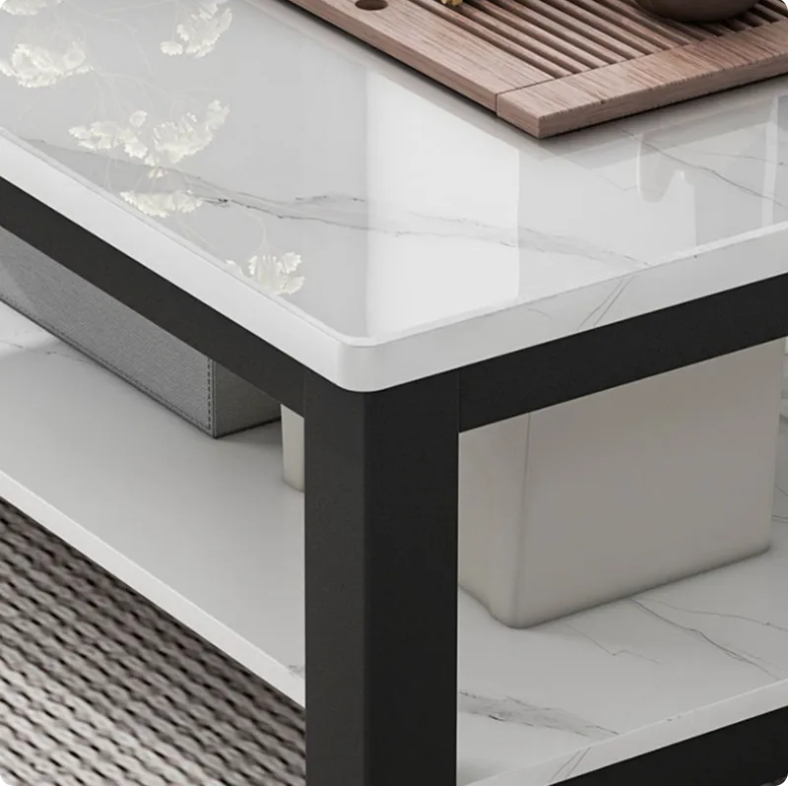 Shelf Marble Organizer Coffee Table Nordic White Glass Rectangle Floor Coffee Table Space Saving Mesa Plegable Home Furniture