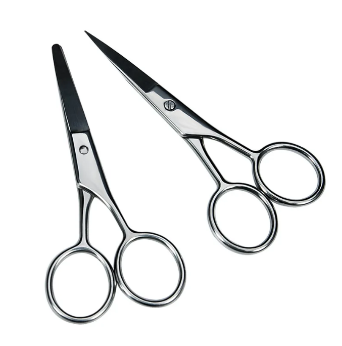 Stainless Steel Round Head Nose Hair Scissors Makeup Eyebrows Small Scissors Beard Scissors Beauty Tools Makeup Tools