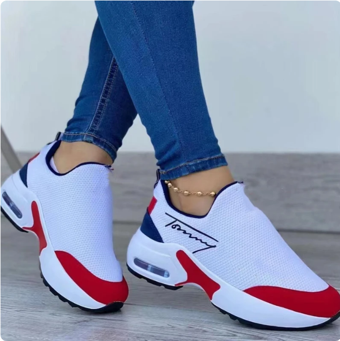 Fashion Vulcanized Sneakers Platform Solid Color Flats Ladies Shoes Casual Breathable Wedges Ladies Walking Sneakers