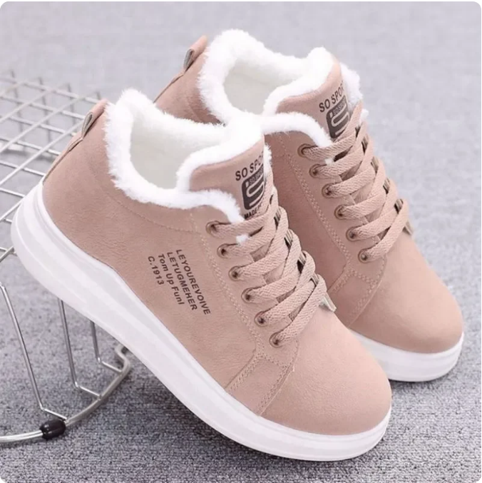 Winter Boots Women Ankle Boots Warm PU Plush Winter Woman Shoes Sneakers Flats Lace Up Ladies Shoes Women Short Snow Boots