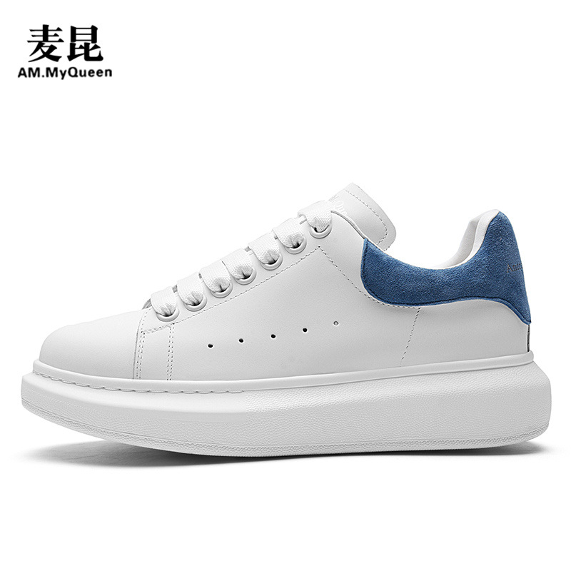 McQueen white shoes new top layer cowhide thick sole classic