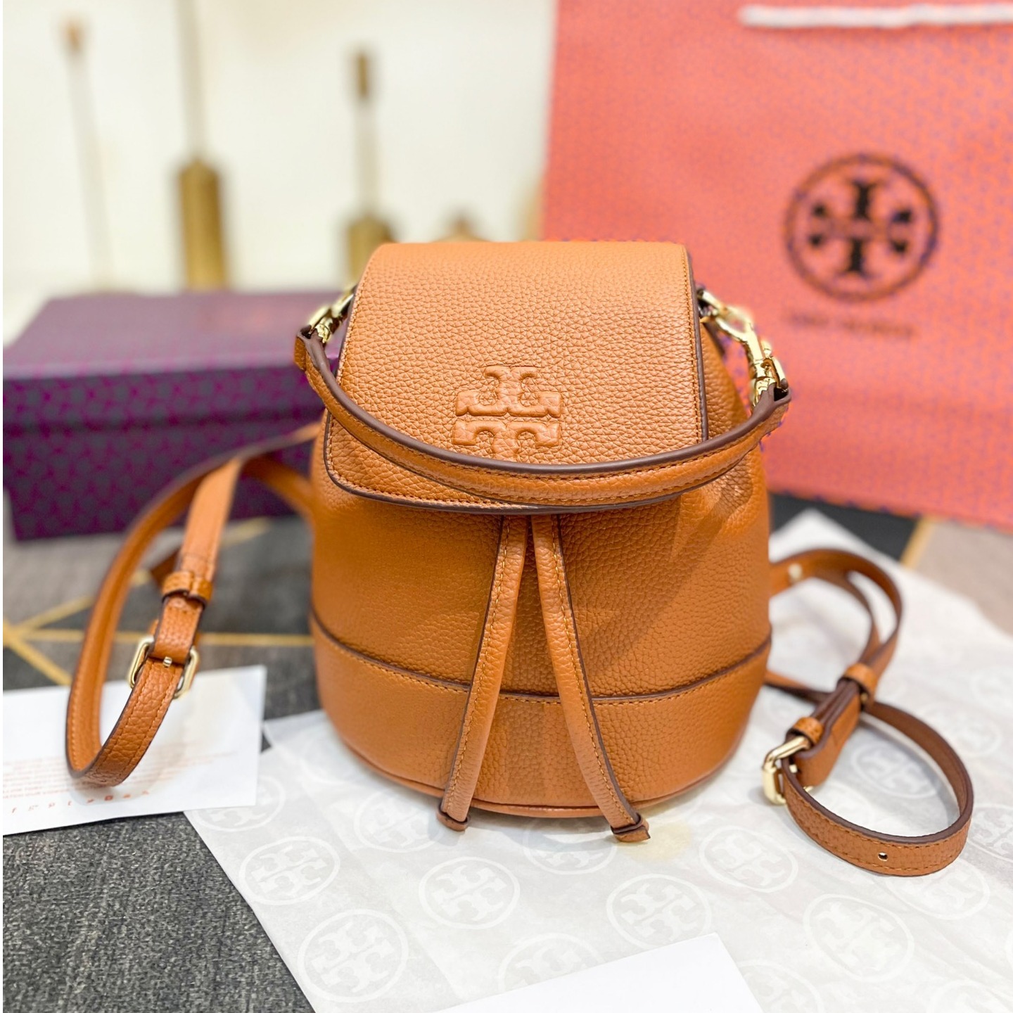 Tory burch orange on sale backpack