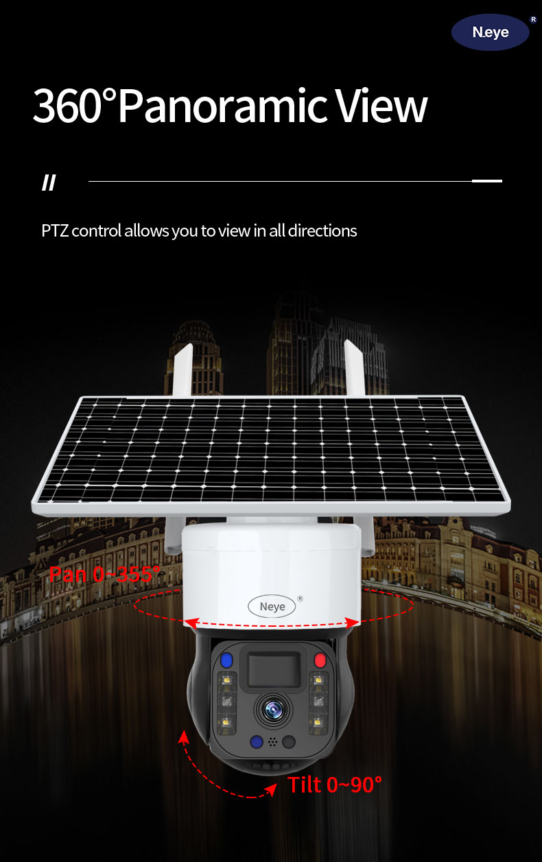 Neye 4K/8MP Solar Powered Camera 2.4G/5G WiFi IP Camera Night Vision Outdoor Camera