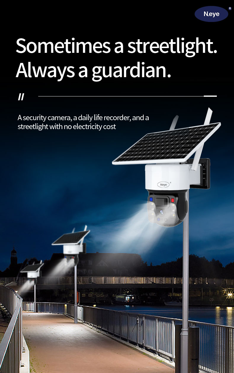 Neye 4K/8MP Solar Powered Camera 2.4G/5G WiFi IP Camera Night Vision Outdoor Camera