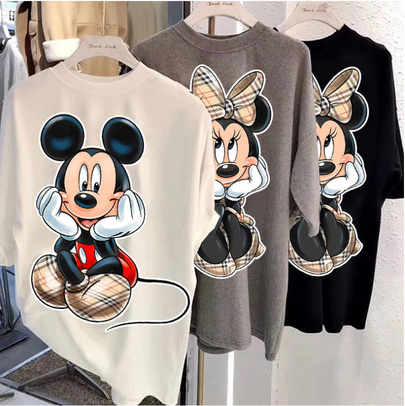 Disney Vintage Women fashion Cartoon Mickey Minnie Summer kawaii top female Ulzzang oversized T-shirt with short sleeves 90s y2k