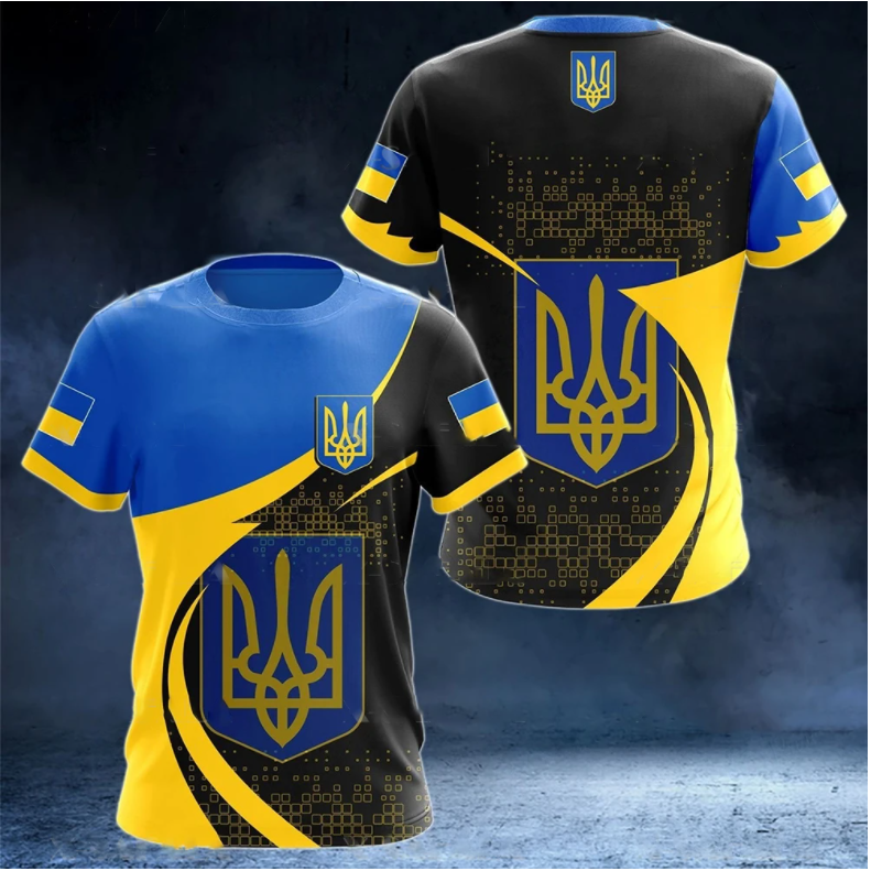 Ukraine Men's T-shirts Ukrainian Flag Shirt 3D Printed O-Neck Oversized Short Sleeves Jersey Fashion Mens Clothing Streetwear