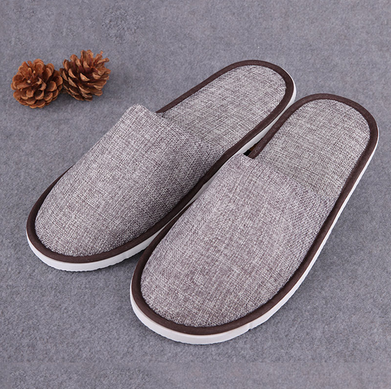 1pair Simple Unisex Solid Color Slippers Hotel Travel Spa Portable Men Slippers Disposable Home Guest Indoor Cloth Men Slipper