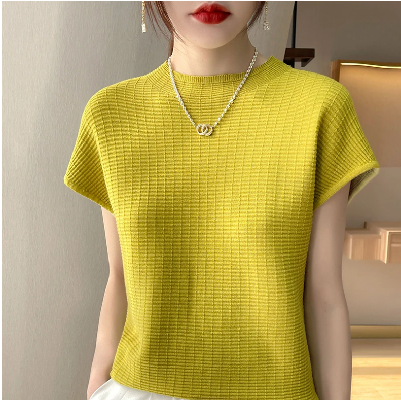 Summer Female T-shirts Short Sleeve Women O-neck Solid Color Fashion Women's Clothing Tee Mock Neck Casual Soft T Shirt Oversize